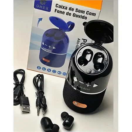 CAIXA DE SOM COM FONE DE OUVIDO BLUETOOTH FM/TF/USB/AUX 5W ONEX FON-8235