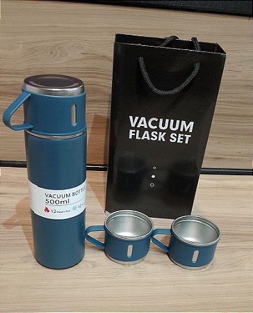 KIT GARRAFA TERMICA VACUUM INOX 500ML 3 XICARAS TOMATE AK-5028