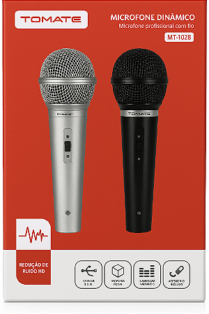 KIT DE MICROFONES COM FIO 2.5M TOMATE MT-1028