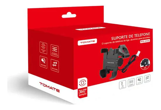 SUPORTE DE CELULAR  MOTO E BICICLETA COM USB TOMATE MTG-035A