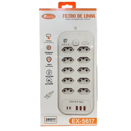 FILTRO DE LINHA INTELIGENTE 15 ENTRADAS 2800W ONEX EX-5617
