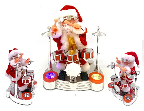 PAPAI NOEL BATERISTA COM SOM E LUZ TOMATE MSD-017