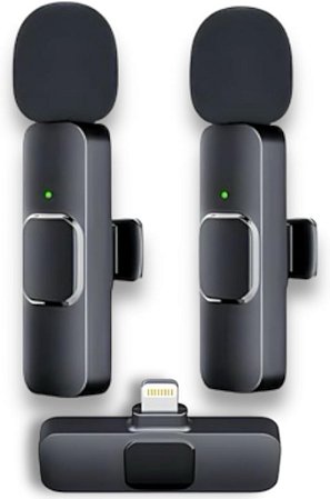 KIT MICROFONE DE LAPELA WIRELESS PARA IPHONE TOMATE MT-2221L