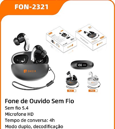FONE DE OUVIDO BLUETOOTH ESTEREO 10M ONEX FON-2321