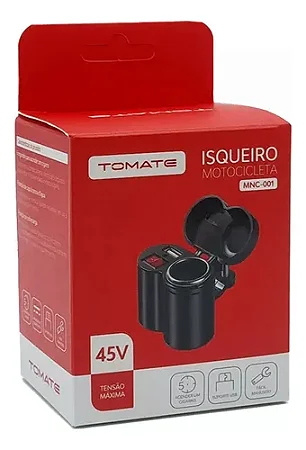 CARREGADOR VEICULAR USB E ACENDEDOR PARA MOTO 45V TOMATE MNC-001