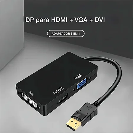 ADAPTADOR DISPLAY PORT 3 EM 1 DVI / HDMI / VGA TOAMTE MTV-702