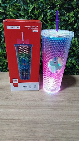 COPO DE PLASTICO ESCAMA DE PEIXE C/LED 750ML TOMATE AK-7516