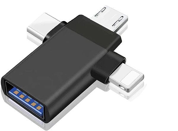 ADAPTADOR OTG 3 EM 1 USB 3.0 PARA TYPE C MICRO LIGHTNING TOMATE MTV-736