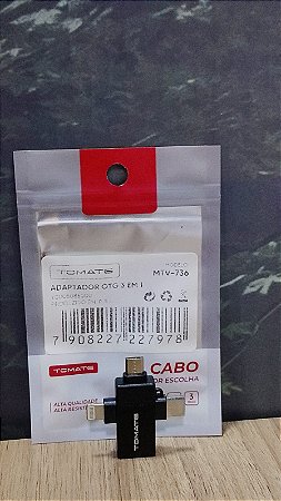 ADAPTADOR OTG 3 EM 1 USB 3.0 PARA TYPE C MICRO LIGHTNING TOMATE MTV-736