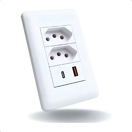 TOMADA DE PAREDE TRIPOLAR TYPE-C E USB 110/250V ONEX EX-5613