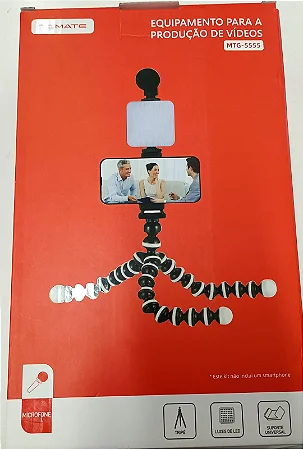 TRIPE COM SUPORTE PARA CELULAR COM LED E MICROFONE 7W TOMATE MTG-5555