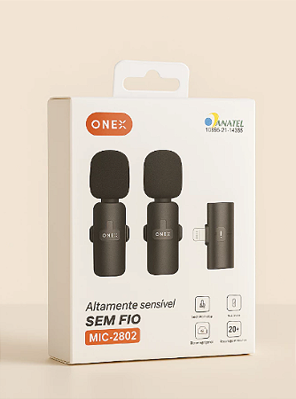 MICROFONE DE LAPELA SEM FIO PARA IPHONE ONEX MIC-2802