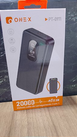 CARREGADOR POWER BANK 20000MAH ONEX PT-0971