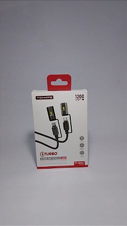 CABO DE DADOS TYPE-C PARA TYPE-C COM ISQUEIRO E LANTERNA 1.20M TOMATE TC-508CC