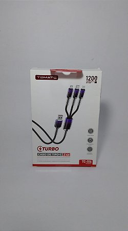 CABO DE DADOS 3 EM 1 USB PARA V8 / TYPE-C / IPHONE TOMATE TC-516