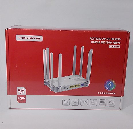 ROTEADOR WIFI DE BANDA DUPLA 1200MBPS 2,4GHZ / 5,8GHZ TOMATE MWI-008