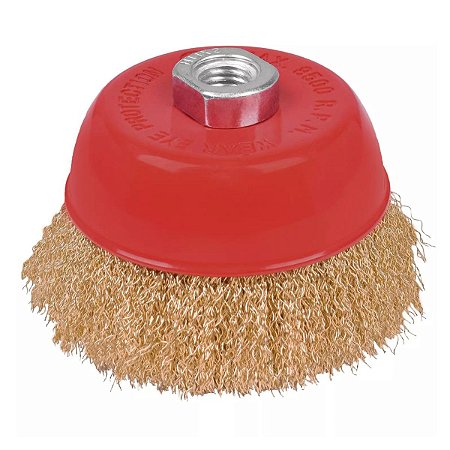ESCOVA COPO AÇO  ONDUL. LATONADA - M14 X 100MM