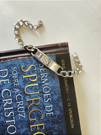 Pulseira Masculina inox placa "Jesus"