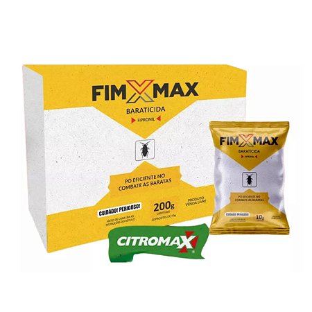 Fim Max Mata Baratas Francesinha Caixa 20 Saches Combate Baraticida