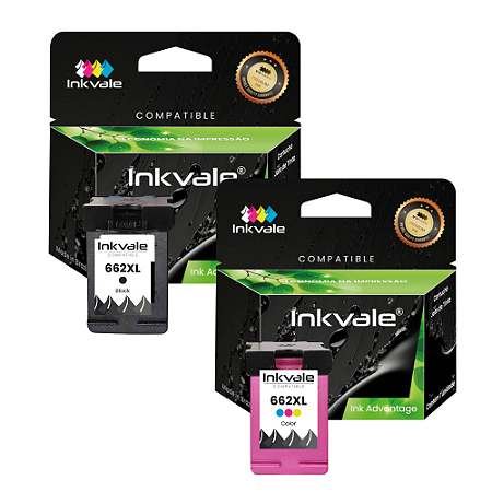 Kit Cartucho Compatível HP 662XL Preto Colorido Deskjet 1015 1516 2546