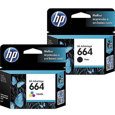 Kit Cartuchos Impressora HP 664 Preto e Color Originais