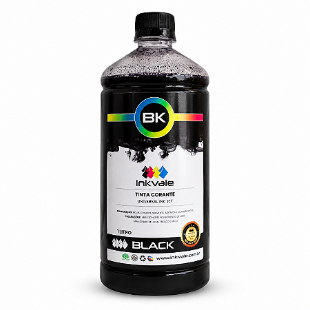 Tinta Corante Inkvale Universal Recarga de Cartuchos HP Canon Epson - 1 Litro Black