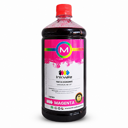 Tinta Corante Universal Inkvale Recarga de Cartuchos HP Canon Epson - 1 Litro Magenta