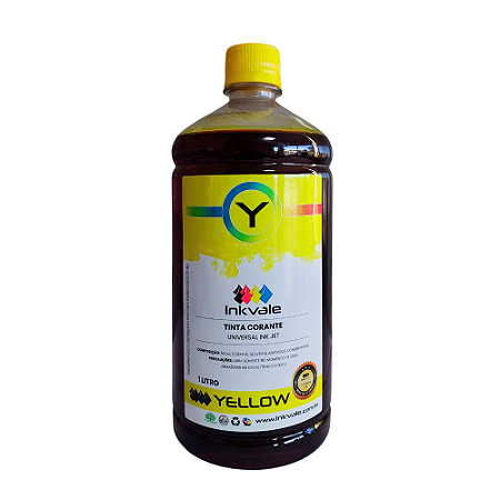 Tinta Corante Universal Inkvale Recarga de Cartuchos HP Canon Epson - 1 Litro Yellow