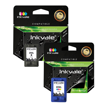 Cartucho Compatível Inkvale Impressora HP 22 XL Color e HP 21 XL Preto 15ml