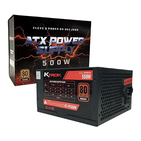 Fonte Gamer 500w Real Ktrok 80 Plus Bronze Pfc Ativo Bivolt