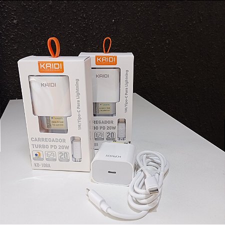Carregador Turbo Tipo C para  Lightning  Kaidi KD-108A | KD670CL 20W