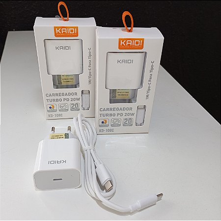 Carregador Turbo Tipo C para Tipo C Kaidi  KD-108C 20W