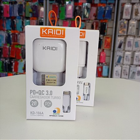 Carregador Turbo Kaidi  20W KD-106A | KD-670A  C/Cabo Lightining
