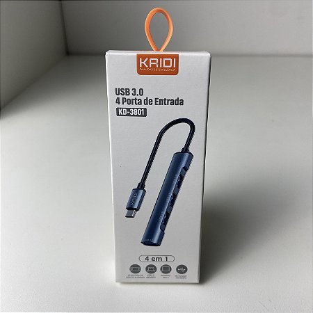 Hub USB Tipo C  4 Portas 3.0 KD-3801