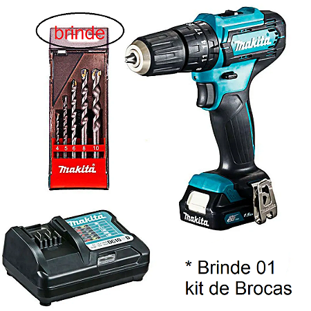 Parafusadeira / Furadeira Imp 3/8" 12v Hp333dwyx3 - Makita - Brinde kit brocas
