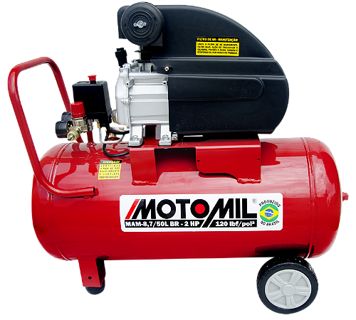 Motocompressor De Ar 8,7 Pés³/Min 2,0hp 50 Litros 220v - Motomil