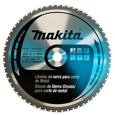 Lamina De Serra T.C.T. 305x25.4x60t  B-33962- Makita