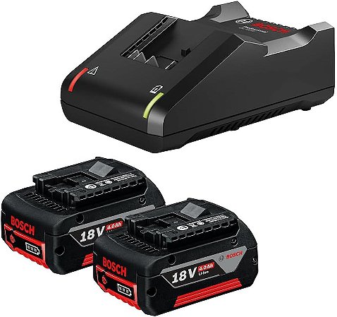 Kit 02 Baterias 18v 4.0ah + Carregador 18v-40 Bivolt - Bosch