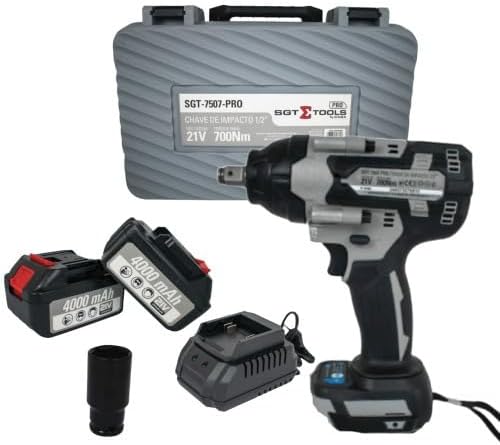 Chave De Impacto 1/2 700nm Sgt7507 Pro 21v Bateria 4ah E Carregador - Sigma