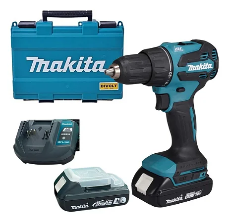 Parafusadeira Furadeira Impacto 18v 2 Baterias Maleta Makita Azul-marinho
