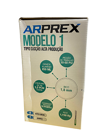 Pistola De Pintura 1,8 Mm Modelo 1 - Arprex Prateado