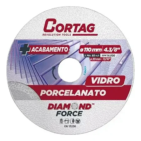 Disco Diamantado Porcelanato Vidro 110mm Cortag
