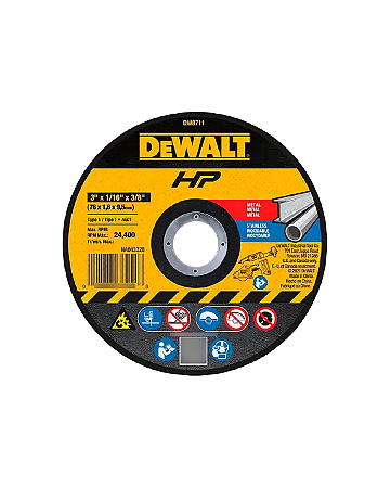 Disco De Corte Abrasivo Metal 3pol 3 Peças Dw8711p3 Dewalt