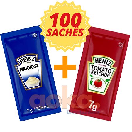 Maionese  e Ketchup Heinz Combo 100 Sachês