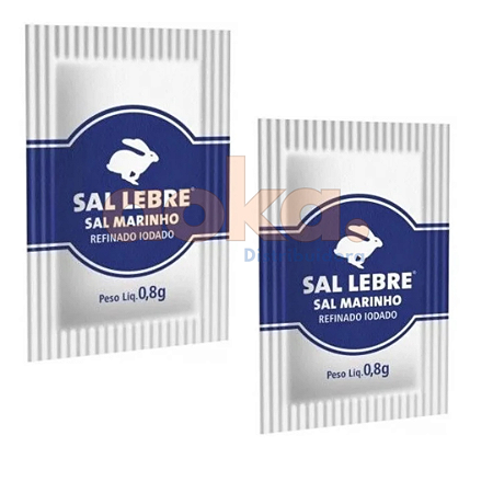 Sal marinho refinado Lebre caixa com 1000 sachês de 0,8g