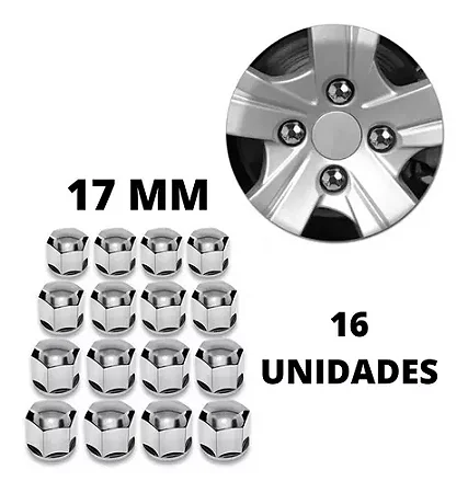 Kit Tampa Parafuso Roda Cromada Fusca Brasilia Kombi 17MM