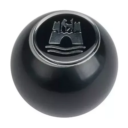 Manopla Redonda Emblema Wolfsburg Preta 12mm - furação empi