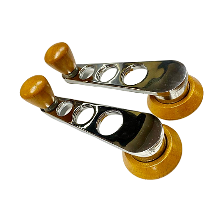 Manivela Reguladora Vidro - Cromada e Amaderada Premium