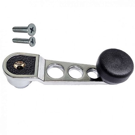 Manivela Reguladora Vidro C/Parafuso Cromada Preta Fusca 77