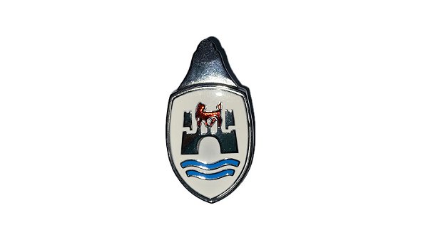 Emblema Brasão Capô Fusca Wolfsburg Raposa Vermelha/Branco Castelo/Detalhe Azul
